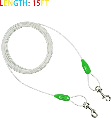 Vista 2 de Petest Cable de amarre reflectante de 15 pies para perros pequeños de hasta 35 libras