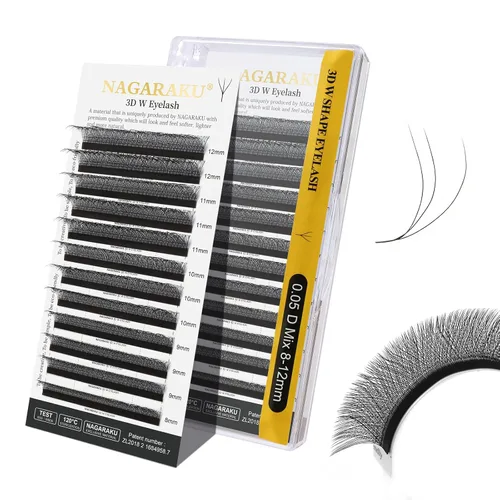 Vista 41 de NAGARAKU Extensiones de pestañas prefabricadas en abanico 3D W 0.05 C 0.315 0.05-C 3D W