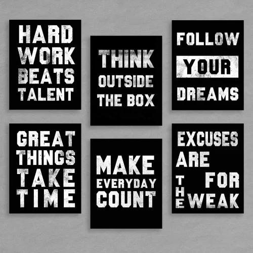 Vista 4 de Homanga Pósteres motivacionales para pared, impresiones artísticas positivas para decoración de oficina, juego de 6, arte de pared con cita