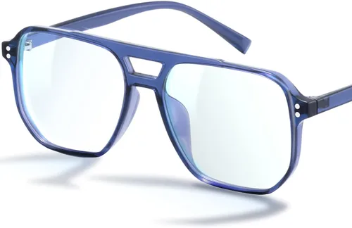 Vista 10 de livho Retro Aviator Blue Light Blocking Glasses for Women Men with Soft Case, Trendy Rectangle Computer Eyeglasses