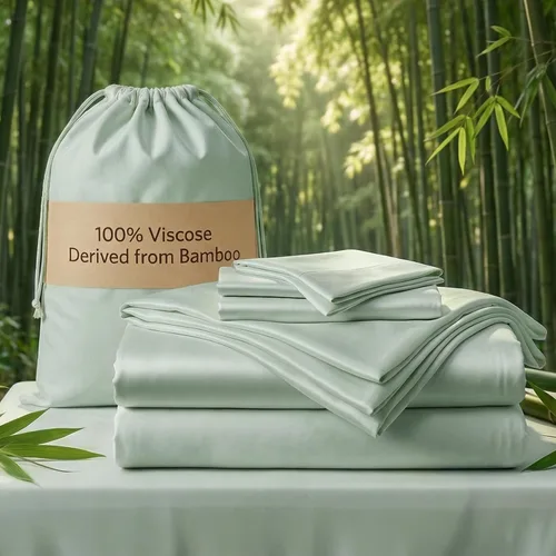 Vista 10 de TWK Juego de sábanas de lujo, viscosa 100% orgánica genuina derivada de bambú, refrescante y transpirable, suave como la seda, sábanas y fundas