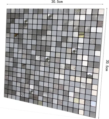 Vista 2 de 10 hojas autoadhesivas de mosaico de aluminio para despegar y pegar, paneles de pared 3D para cocina y baño (12 x 12 pulgadas, bronce)