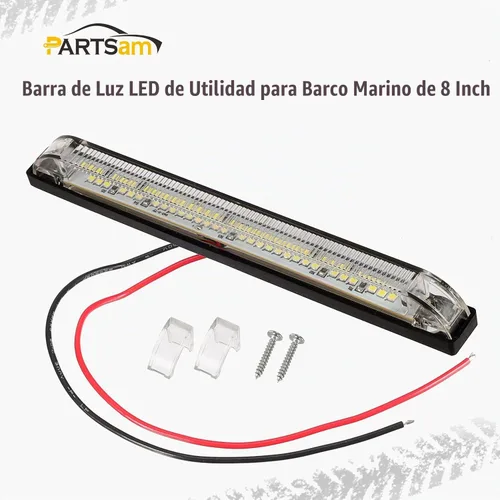 Vista 2 de Partsam 2 tiras de luces LED blancas de 8 pulgadas, 30 luces LED para barco, barra de luces exteriores e interiores selladas de 8 pulgadas