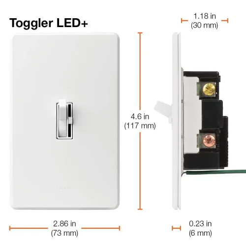 Vista 12 de Lutron Ariadni/Toggler LED+ Interruptor Regulador de Luz para LED Regulable, Halógeno e Incandescente Interruptor Dimmer, 150W, Unipolar/3-Vías