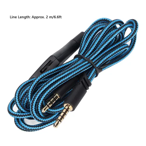 Vista 6 de Cable de audio de repuesto para auriculares para juegos, cable de control de volumen en línea y sin cable de control de silencio en línea