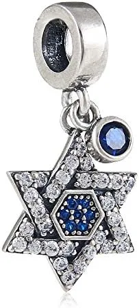 Vista 2 de Colgante de plata de ley 925 con diseño de estrella de David con circonita cúbica brillante