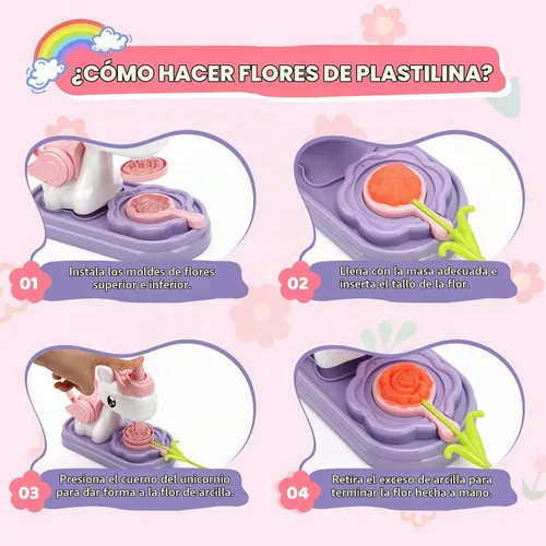 Vista 4 de Dough & Fabric Flower Bouquet Kit, Art & Craft Toy for Girls Ages 4-12