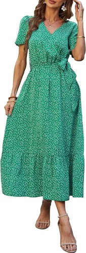 Vista 36 de PRETTYGARDEN Vestido largo bohemio floral de verano para mujer Melocotón Floral