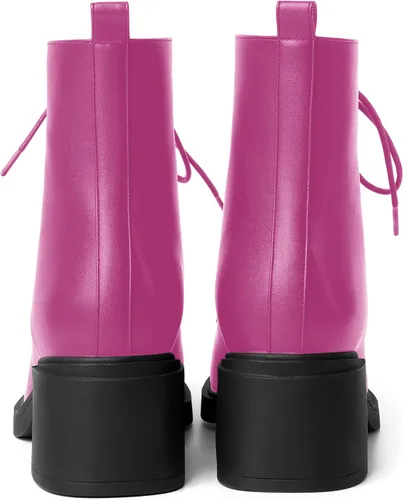 Vista 32 de ROSERWISH Botas altas de tacón bajo y grueso para mujer, con cordones, cómodas, modernas, con puntera redonda, de 2.5 pulgadas