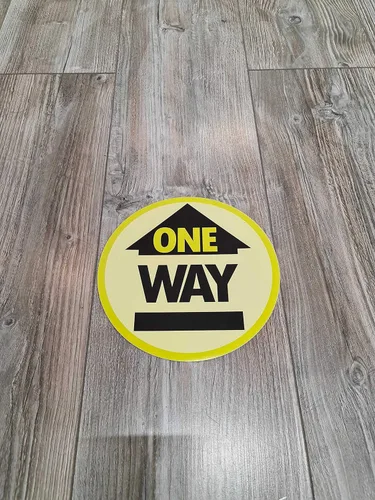 Vista 3 de CLEVER SIGNS Calcomanías unidireccionales para el suelo para distanciamiento social, 10 calcomanías, redondas de 7.5 pulgadas, calcomanías de piso