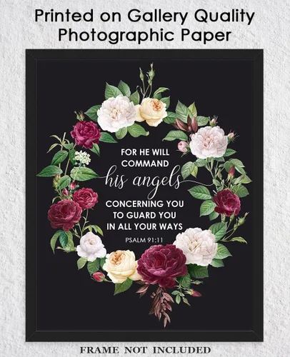 Vista 5 de For He Will Command His Angels Salmo 91:11 - Versículos bíblicos inspiradores, citas positivas de las Escrituras cristianas, versículo religioso