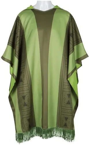 Vista 3 de Bruno - Disfraz de poncho con capucha verde, capa de Halloween, uniforme de vestir para adultos y niños
