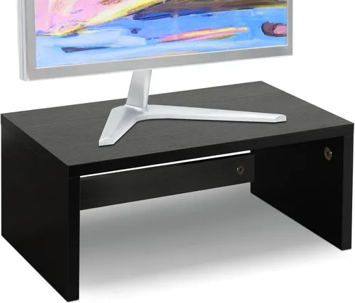 Vista 10 de TEAMIX Elevador de monitor de 14.2 pulgadas, elevador de monitor de madera con almacenamiento para escritorio, soporte de monitor pequeño