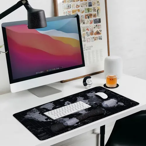 Vista 7 de Juego de alfombrillas de mouse para teclado, alfombrilla de mouse extendida + soporte para reposamuñecas para teclado, espuma viscoelástica