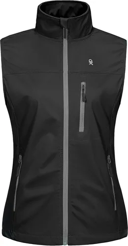 Vista 2 de Little Donkey Andy Chaleco Softshell para mujer, chaleco de golf ligero a prueba de viento, chaleco de ciclismo sin mangas para correr, senderismo