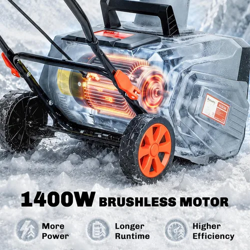 Vista 5 de Outsunny Soplador de nieve inalámbrico de 40V 18" con taladro de PU, motor
