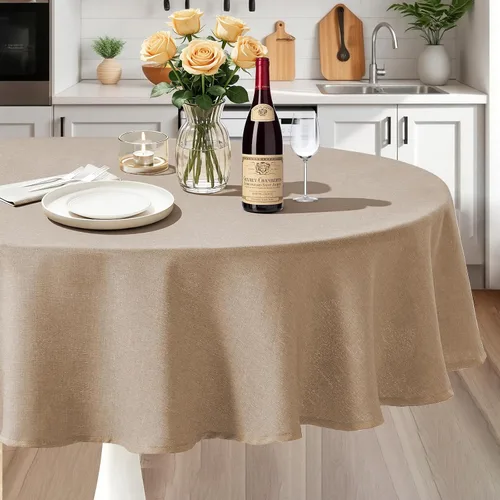 Vista 12 de IVAPUPU Mantel de Lino Texturizado para Mesa Rectangular - Mantel de Tela Impermeable Rectangular Sin Arrugas Limpiable Cubierta de Comedor