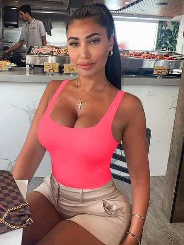 Vista 2 de YFANG Body básico sexy para mujer, sin mangas, con doble forro, ajustado