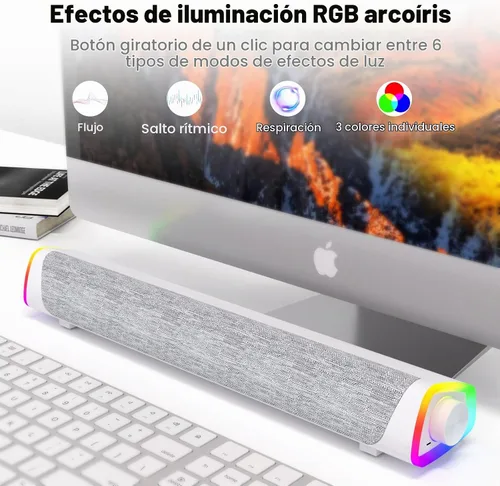 Vista 5 de SOULION Altavoces de computadora Bluetooth R30 Plus, con cable USB Blanco