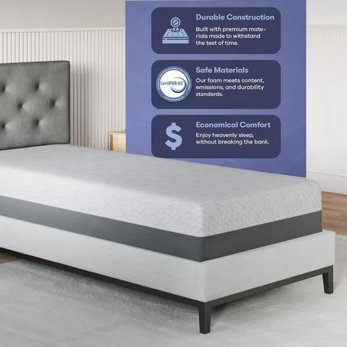 Vista 4 de Celestial Sleep Colchón de espuma viscoelástica con gel en caja, fabricado en EE. UU., espuma certificada CertiPUR-US®, certificación Oeko-Tex