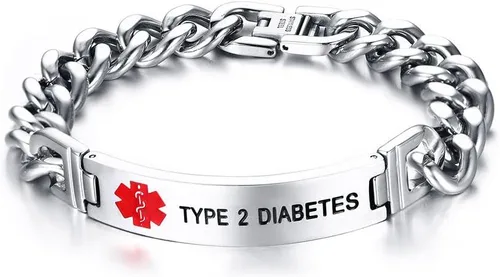 Vista 15 de VNOX Pulsera de identificación de alerta médica con grabado gratuito para hombres y mujeres, etiqueta médica, cadena de eslabones de acero inoxidable