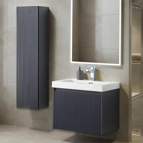 Vista 35 de Blossom Lavabo de baño de 20 pulgadas con tocador, todo en madera montado en la pared, gabinete flotante de baño con tocador con fregadero