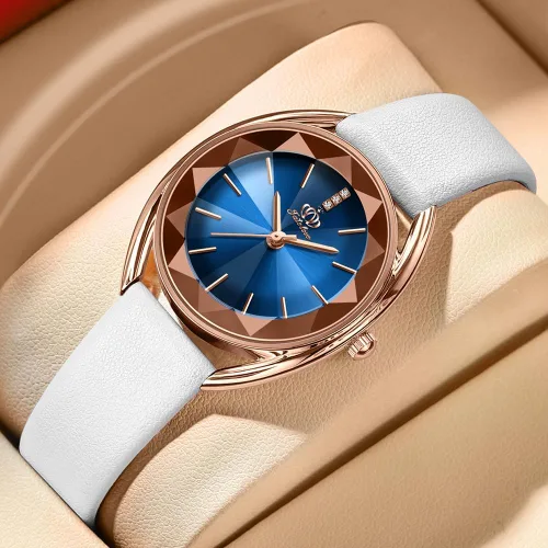 Vista 7 de Fate Love Relojes para mujer, reloj de pulsera para mujer, reloj de cuarzo de lujo, impermeable, correa de cuero, reloj delgado de diamante, reloj