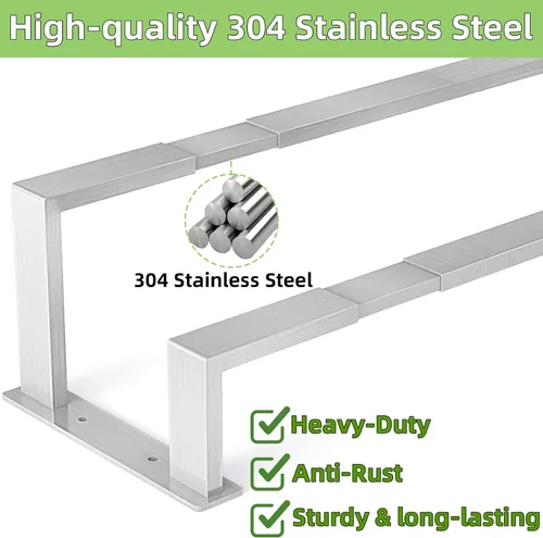 Vista 2 de Toallero doble, toallero de 24 pulgadas para baño montado en la pared, toallero de acero inoxidable, toallero doble para toallero para pared