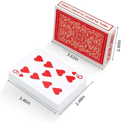 Vista 4 de Cartas de Juego de Plástico Impermeables 2 Paquetes, Mazos de Cartas de Póquer para Adultos, Tamaño Póquer Índice Regular, Adecuadas para Varios