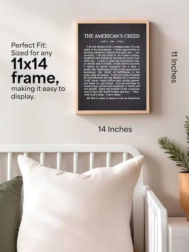 Vista 2 de The American's Creed - Impresión patriótica para pared, decoración con cita inspiradora para el hogar, oficina, garaje, bar y decoración de cueva