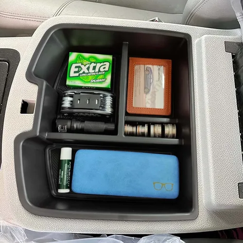 Vista 4 de RUNROAD Organizador de consola compatible con 2007-2014 GMC Sierra 2500 3500/Chevy Silverado 2500 3500/Tahoe/Yukon XL/Suburban 1500 y 07-13 Sierra
