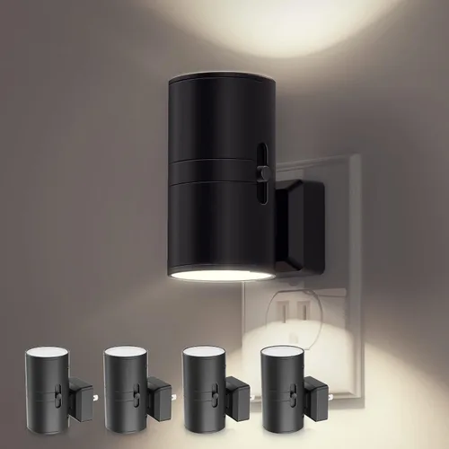 Vista 12 de L LOHAS LED Luz nocturna enchufable, luces nocturnas modernas enchufables a la pared, sensor de atardecer a amanecer, blanco suave 3000K, brillo