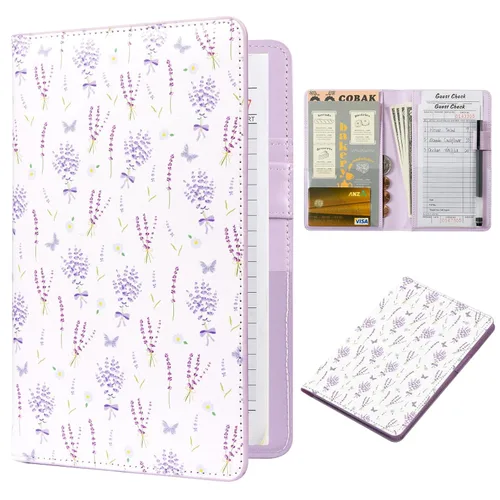 Vista 18 de CoBak Libreta para servidores de alta calidad: organizador de cartera de camarero de 5.12 x 7.91 pulgadas en piel auténtica, con 8 bolsillos