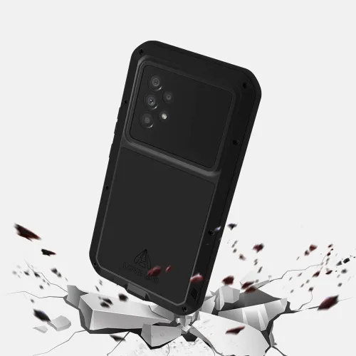 Vista 6 de Funda militar resistente para Samsung A53, con protector de pantalla de vidrio templado, a prueba de golpes, a prueba de polvo, a prueba de Negro