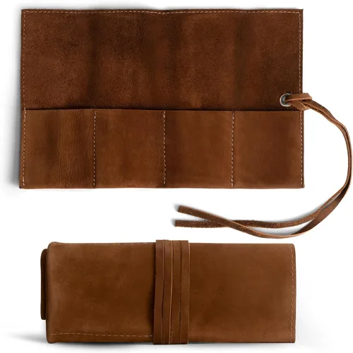 Vista 21 de Hide & Drink, Organizador de rollos de reloj de cuero hecho a mano de cuero de grano completo, con capacidad para hasta 4 relojes, fácil de llevar