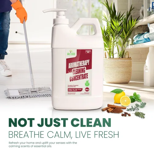 Vista 8 de Naeterra Aromatherapy Cleaning Concentrate 1 galón Limpiador multisuperficie Incluye toalla de microfibra y mezcla de aceites esenciales de 0.3