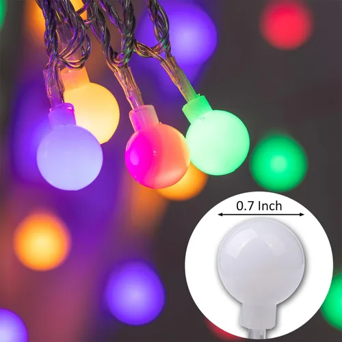 Vista 3 de Ogrmar Luces de Cadena de 49 pies con 100 Bombillas LED Globo 8 Modos Luces de Hadas con Control Remoto, Función de Temporizador y Conectable