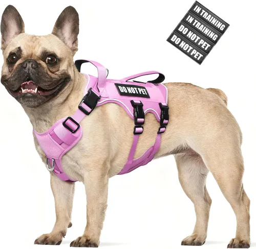 Vista 15 de WINSEE - Arnés para perro a prueba de fugas, arnés Molle de servicio y trabajo con doble asa, chaleco táctico para mascotas con 4 parches