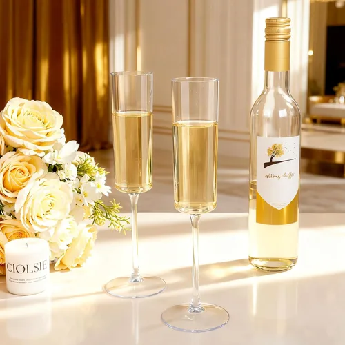 Vista 7 de Ciaell - Juego de 24 copas de champán de plástico para bodas, cumpleaños 6 oz Clear Square Toasting Cups, Heavy Duty Plastic, Champagne Mimosas