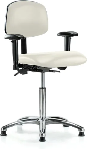 Vista 80 de PERCH - Silla giratoria con ruedas para alfombra o linóleo, cromado, Textil, Tela negra