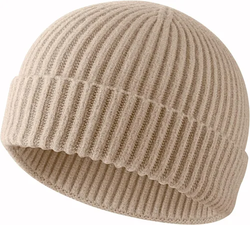 Vista 79 de ROYBENS Swag Wool Knit Cuff Short Fisherman Beanie for Men Women Winter Hat 1 albaricoque