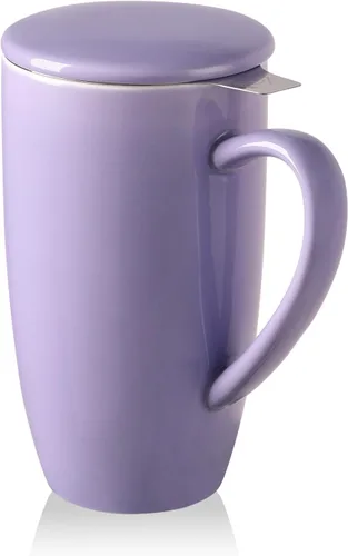 Vista 29 de Sweejar Taza de Té de Porcelana con Infusor y Tapa, Tetera con Filtro, Colador Infusor de Tazas de Té de Hojas Sueltas, 16 Fl Oz para Azul degradado