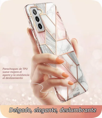 Vista 3 de i-Blason Cosmo Series - Funda para Samsung Galaxy S21 5G, diseño delgado y elegante, 6.2 pulgadas (mármol). Mármol rosa