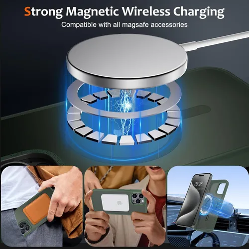 Vista 184 de Anuck - Funda magnética para iPhone 11 compatible con MagSafe, carcasa trasera mate translúcida dura, borde de TPU, delgada, resistente a impactos