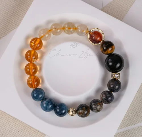 Vista 167 de Precious Gemstone Natural Crystal Healing Bracelet, Rutilated Quartz, Moonstone, Quartz Handmade Original Design Bracelet