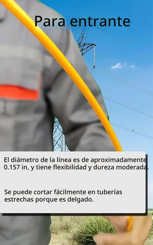 Vista 3 de Jalacable de alambre de acero de 4 mm, de 20 metros con estuche de almacenamiento de alambre. Herramienta para cableado con forma de hélice