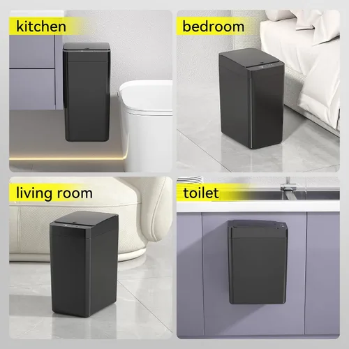 Vista 8 de kaylowe - Cubo de basura automático para baño de 2.6 galones, juego de 2 cubos de basura pequeños sin contacto, con sensor de movimiento delgado