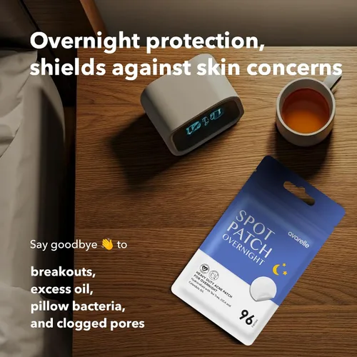 Vista 3 de AVARELLE Parches de espinillas para la cara Good Night Acné Cover Hidrocoloide con aceite de árbol de té Tratamiento de manchas de acné
