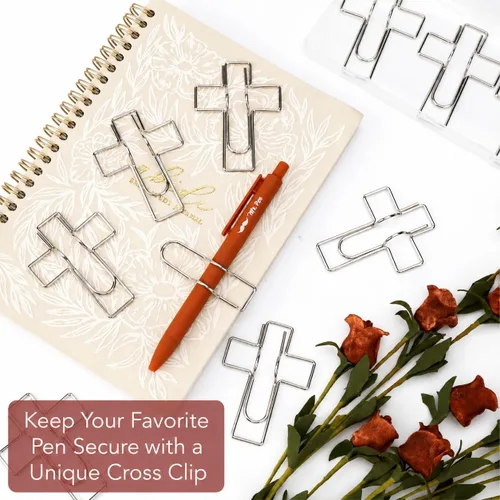 Vista 6 de Mr. Pen- Metal Cross Pen Clips, 10 pcs, Silver Cross Pen Holder Cross Pen Holder Clip for Bible Study, Notebook, Journal & Planner Accessories for