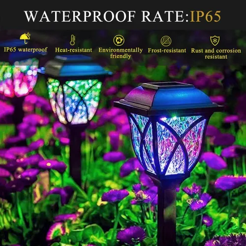 Vista 4 de Solar Pathway Lights Outdoor, 6 Pack, RGB Color Changing, IP65 Waterproof & Weather Resistant, Garden Lights for Yard, Patio, Walkway, Landscape